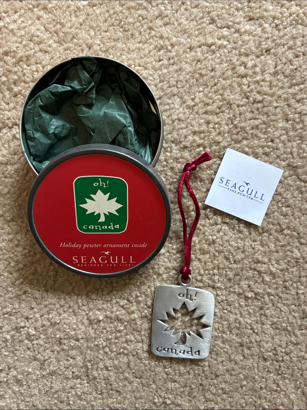 Vintage Seagull Fine Pewter Oh! Canada Holiday Ornament